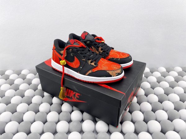 Air Jordan 1 Low AJ1 Black Red Gold CNY - Image 10