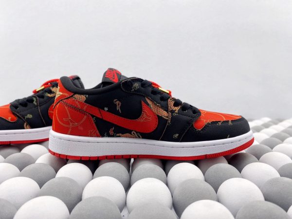 Air Jordan 1 Low AJ1 Black Red Gold CNY - Image 5