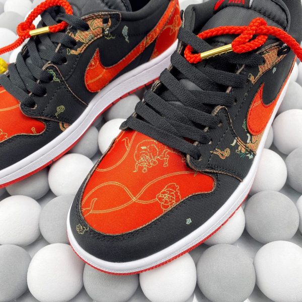 Air Jordan 1 Low AJ1 Black Red Gold CNY - Image 3