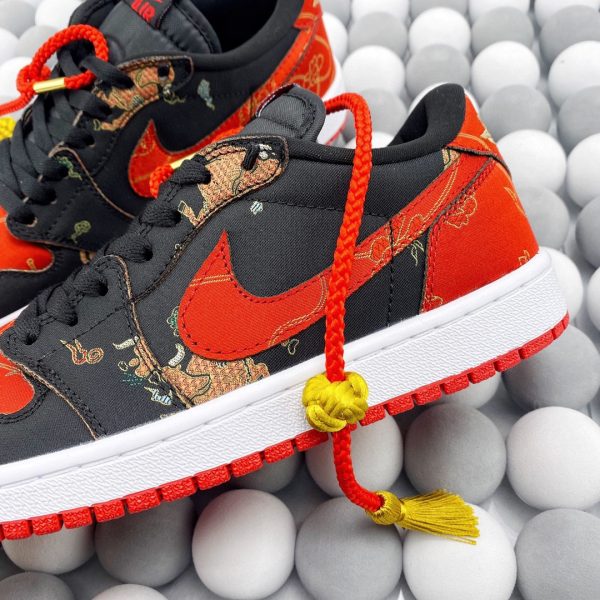 Air Jordan 1 Low AJ1 Black Red Gold CNY - Image 2